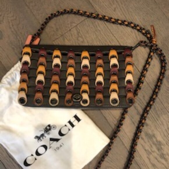 Coach Dinky Tabby Genuine Leather Shoulder Bag Brown/Tan/Cream/Burg Sz OS NWT - Picture 2 of 12